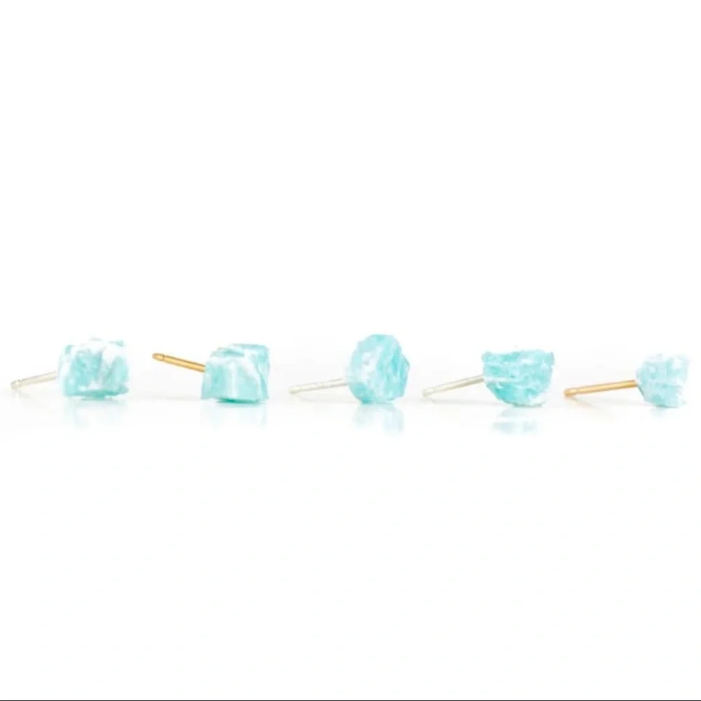🆕 New Raw Amazonite Crystal Stud Gemstone Earrings - Picture 2 of 3